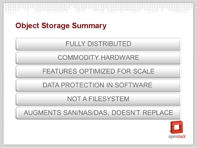 Object Storage Summary 