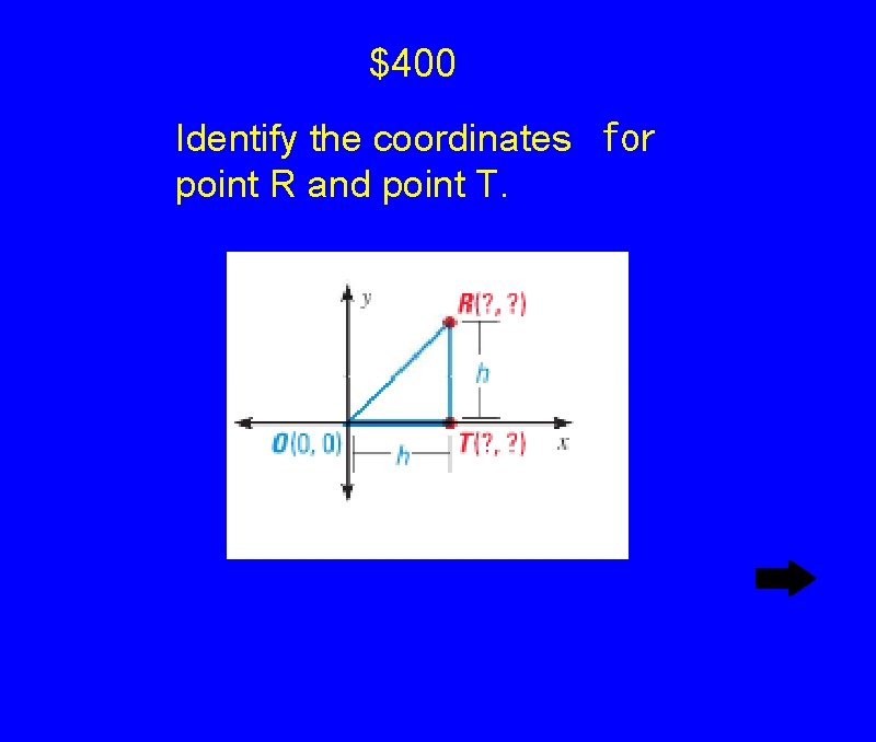 $400 Identify the coordinates
for point R and point T. $400 Identify the coordinates
for point R and point T.