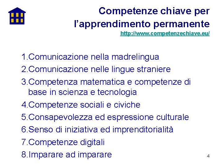 Competenze chiave per l’apprendimento permanente http: //www. competenzechiave. eu/ 1. Comunicazione nella madrelingua 2.