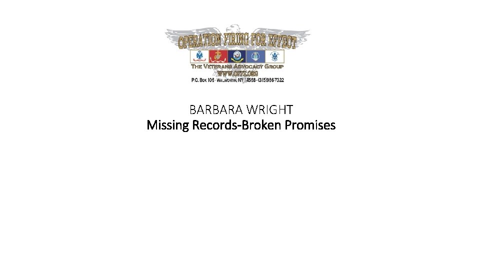 BARBARA WRIGHT Missing Records-Broken Promises 