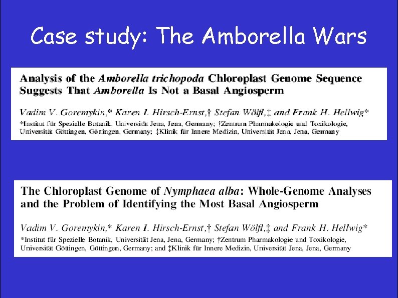 Case study: The Amborella Wars 