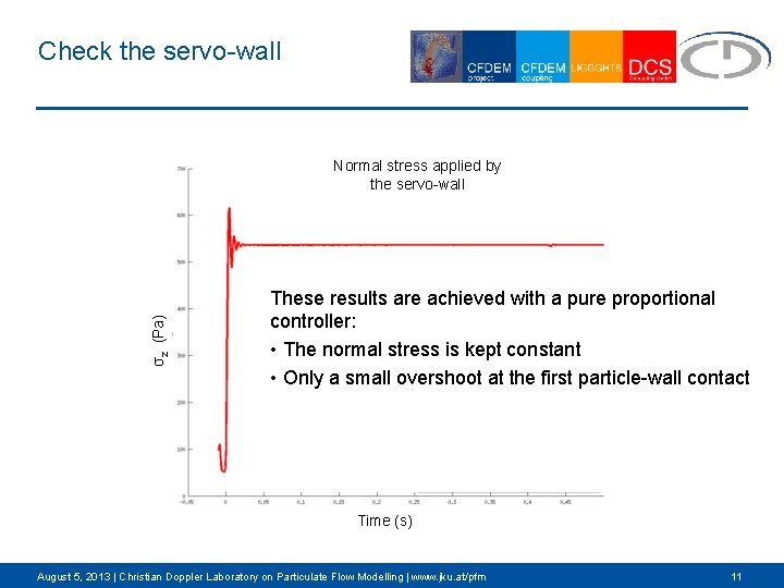 Check the servo-wall σz (Pa) Normal stress applied by the servo-wall These results are