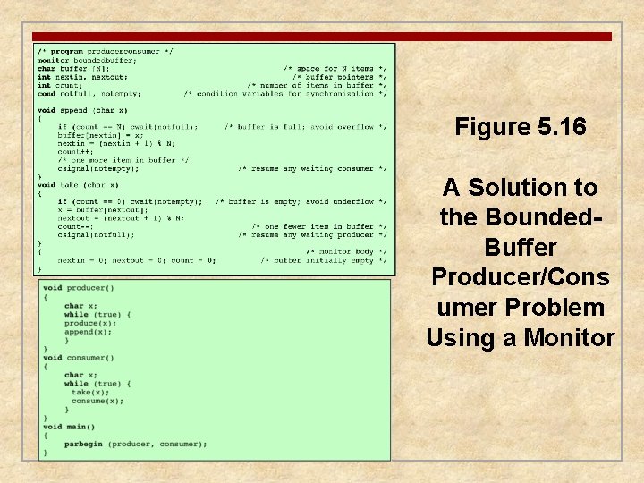 Figure 5. 16 A Solution to the Bounded. Buffer Producer/Cons umer Problem Using a