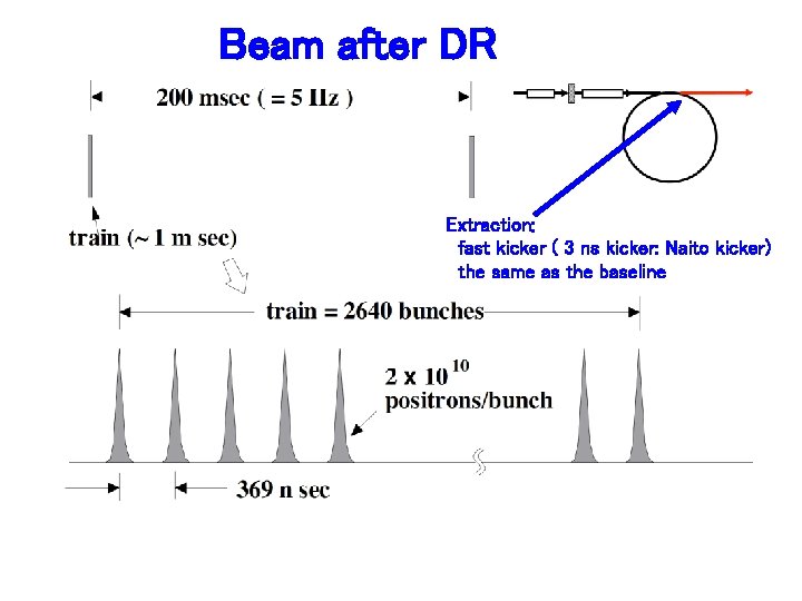 Beam after DR Extraction: fast kicker ( 3 ns kicker: Naito kicker) the same