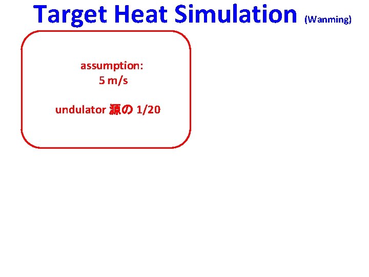 Target Heat Simulation assumption: 5 m/s undulator 源の 1/20 (Wanming) 