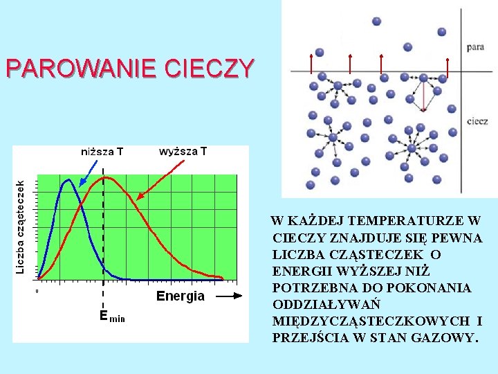 PAROWANIE CIECZY W KAŻDEJ TEMPERATURZE W CIECZY ZNAJDUJE SIĘ PEWNA LICZBA CZĄSTECZEK O ENERGII