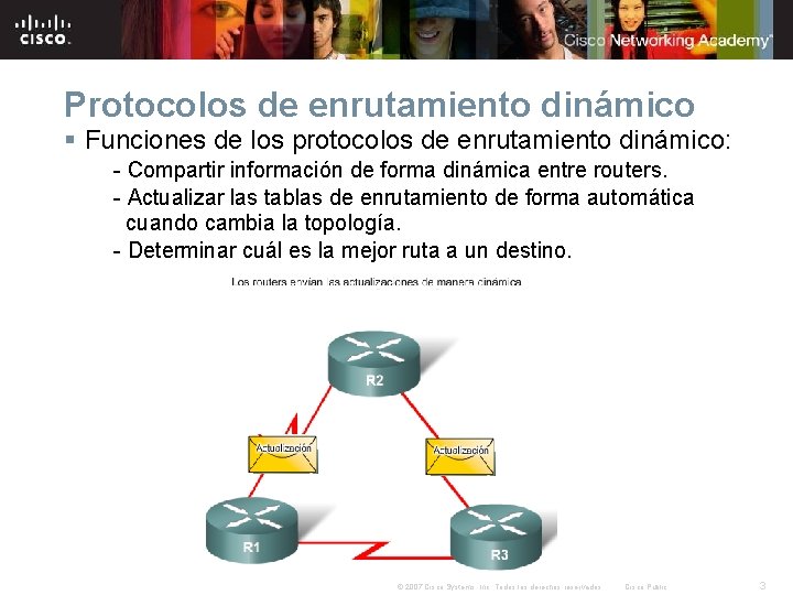 Protocolos de enrutamiento dinámico § Funciones de los protocolos de enrutamiento dinámico: - Compartir Protocolos de enrutamiento dinámico § Funciones de los protocolos de enrutamiento dinámico: - Compartir