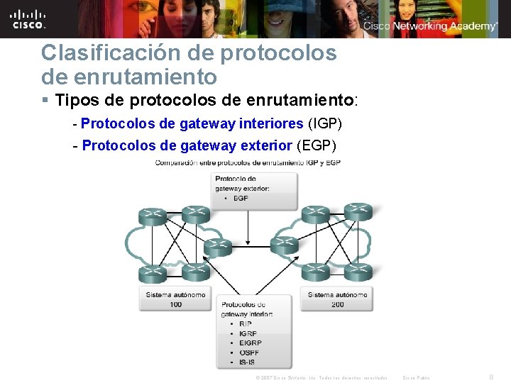 Clasificación de protocolos de enrutamiento § Tipos de protocolos de enrutamiento: - Protocolos de Clasificación de protocolos de enrutamiento § Tipos de protocolos de enrutamiento: - Protocolos de