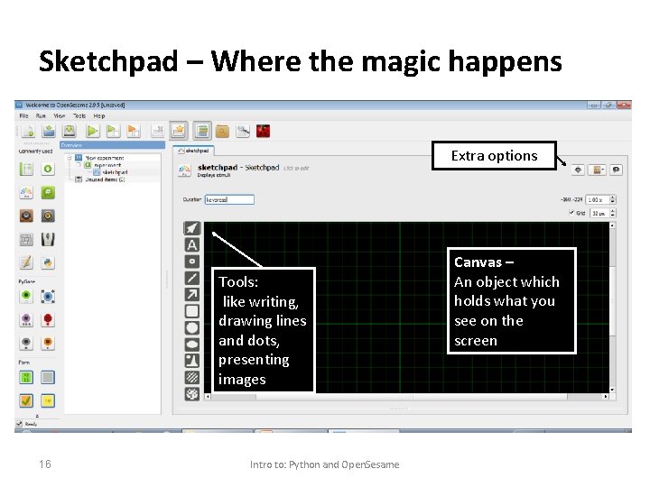 Sketchpad – Where the magic happens Extra options Tools: like writing, drawing lines and