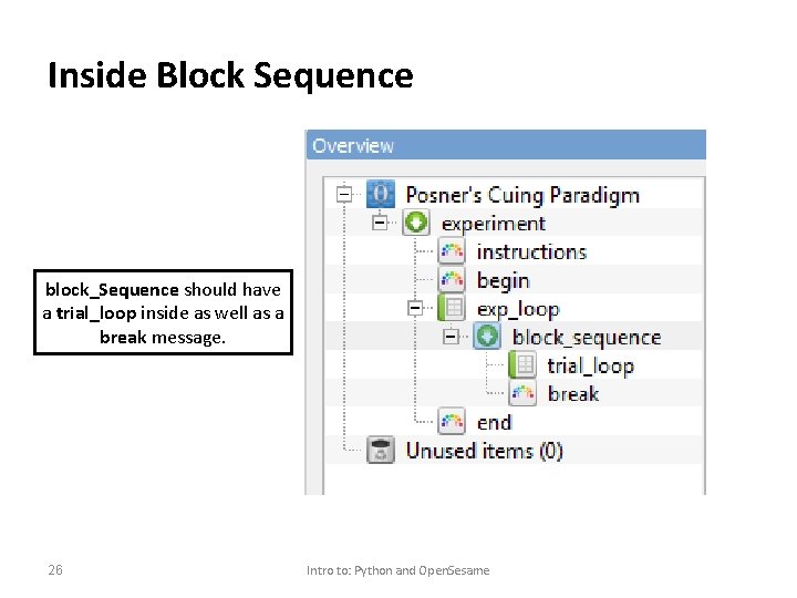 Inside Block Sequence block_Sequence should have a trial_loop inside as well as a break