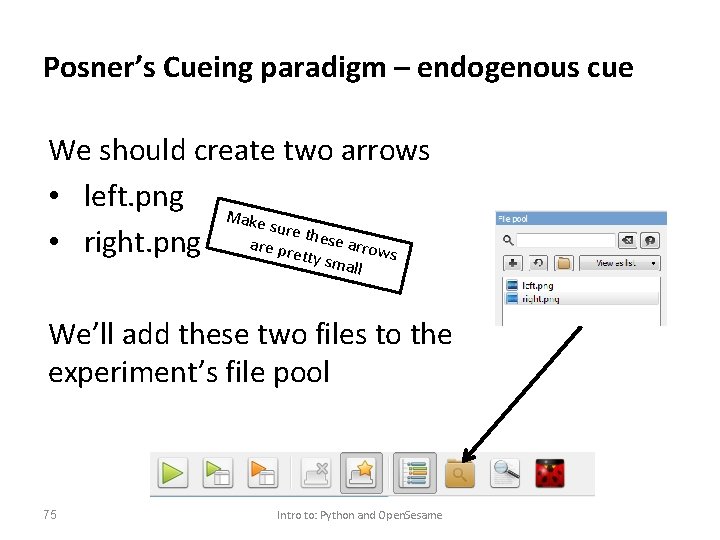 Posner’s Cueing paradigm – endogenous cue We should create two arrows • left. png
