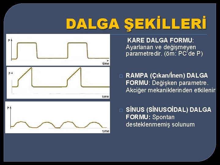 DALGA ŞEKİLLERİ KARE DALGA FORMU: Ayarlanan ve değişmeyen parametredir. (örn: PC’de P) � RAMPA