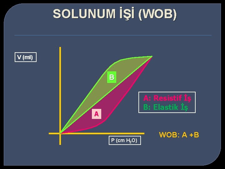 SOLUNUM İŞİ (WOB) V (ml) B A: Resistif İş B: Elastik İş A P