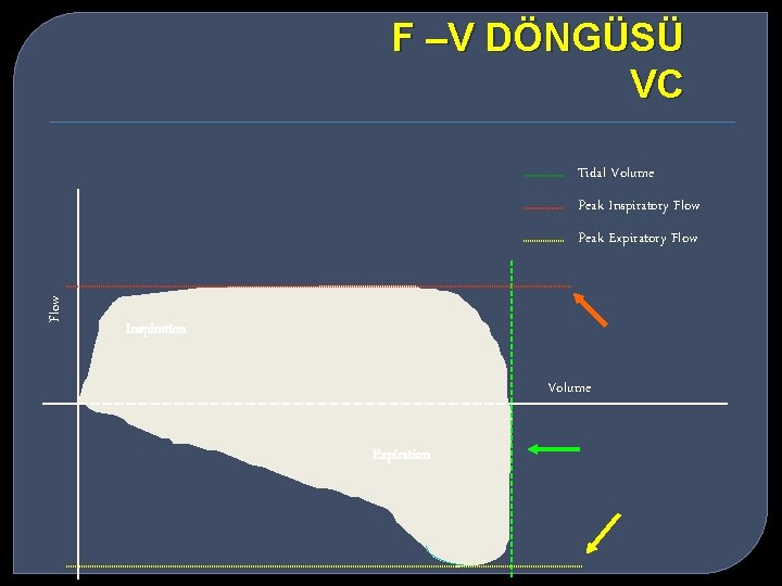 F –V DÖNGÜSÜ VC Tidal Volume Peak Inspiratory Flow Peak Expiratory Flow Inspiration Volume