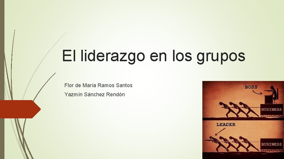 El liderazgo en los grupos Flor de María Ramos Santos Yazmín Sánchez Rendón El liderazgo en los grupos Flor de María Ramos Santos Yazmín Sánchez Rendón