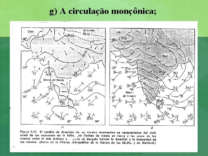 g) A circulação monçônica; 