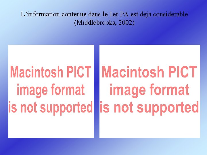 L’information contenue dans le 1 er PA est déjà considérable (Middlebrooks, 2002) 
