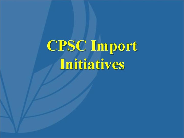 CPSC Import Initiatives 