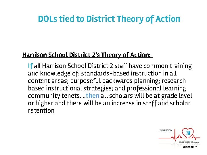 DOLs tied to District Theory of Action Harrison School District 2’s Theory of Action: