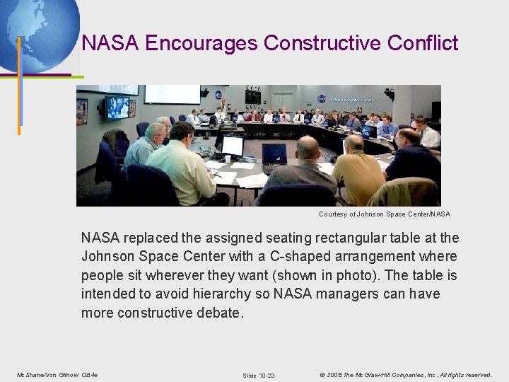 NASA Encourages Constructive Conflict Courtesy of Johnson Space Center/NASA replaced the assigned seating rectangular