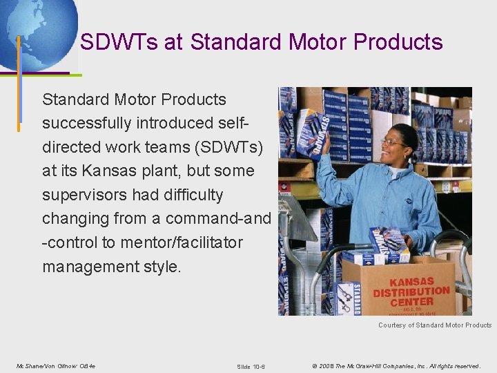 SDWTs at Standard Motor Products successfully introduced selfdirected work teams (SDWTs) at its Kansas