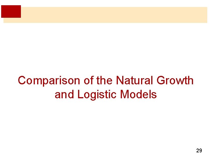 Comparison of the Natural Growth and Logistic Models 29 