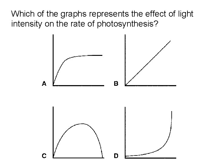 Which of the graphs represents the effect of light intensity on the rate of