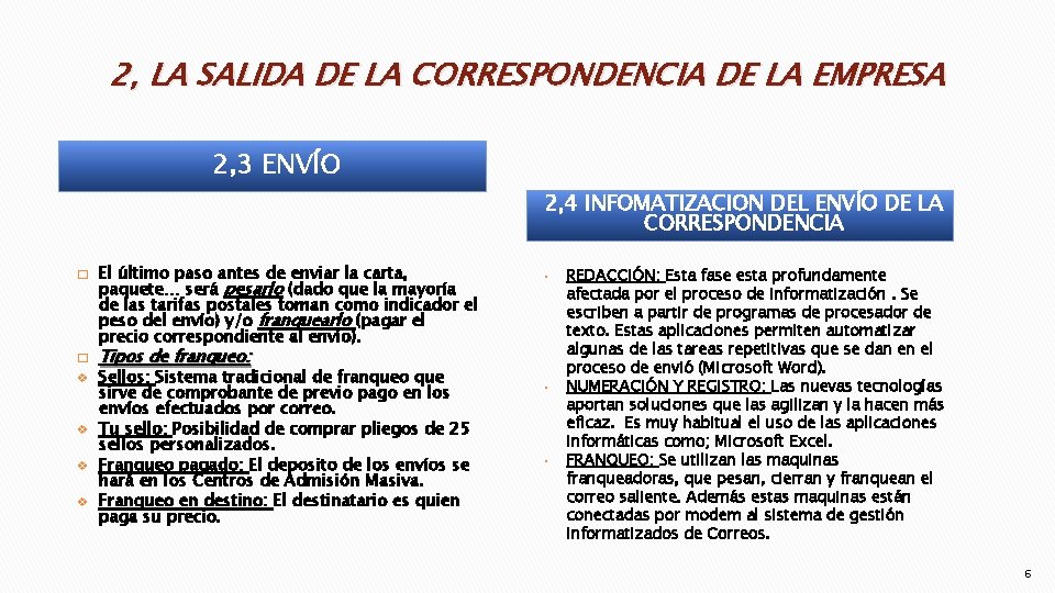 2, LA SALIDA DE LA CORRESPONDENCIA DE LA EMPRESA 2, 3 ENVÍO 2, 4 2, LA SALIDA DE LA CORRESPONDENCIA DE LA EMPRESA 2, 3 ENVÍO 2, 4