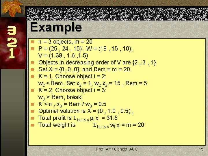 Example n n = 3 objects, m = 20 n P = (25 , Example n n = 3 objects, m = 20 n P = (25 ,