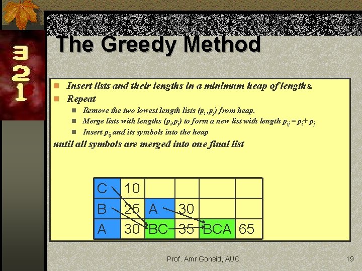 The Greedy Method n Insert lists and their lengths in a minimum heap of The Greedy Method n Insert lists and their lengths in a minimum heap of