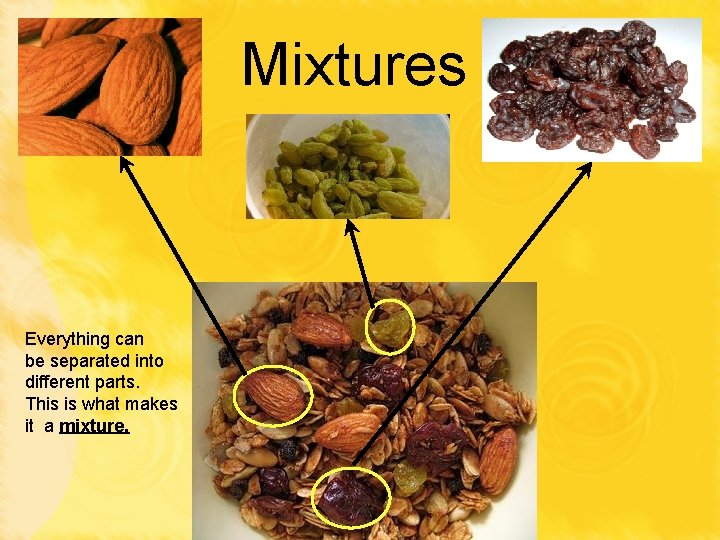 Mixtures Everything can be separated into different parts. This is what makes it a