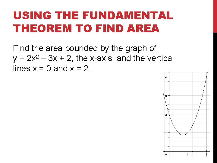 USING THE FUNDAMENTAL THEOREM TO FIND AREA Find the area bounded by the graph