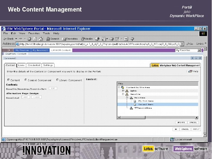 Web Content Management Portál jako Dynamic Work. Place 