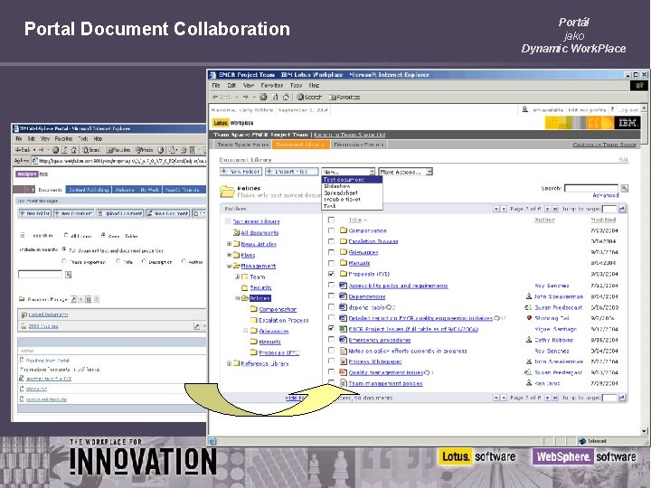 Portal Document Collaboration Portál jako Dynamic Work. Place 