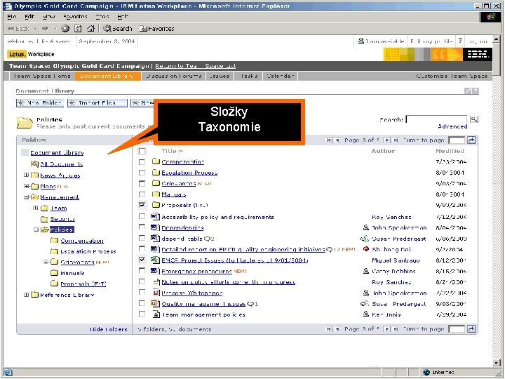 Portál jako Dynamic Work. Place Složky Taxonomie 