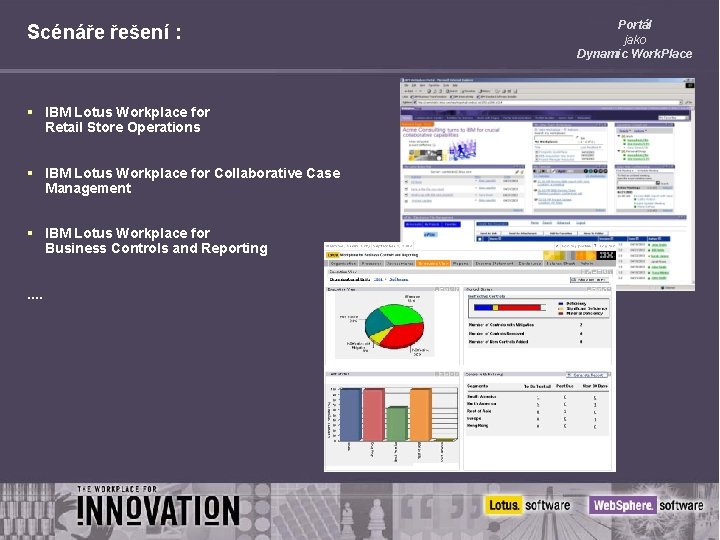 Scénáře řešení : § IBM Lotus Workplace for Retail Store Operations § IBM Lotus