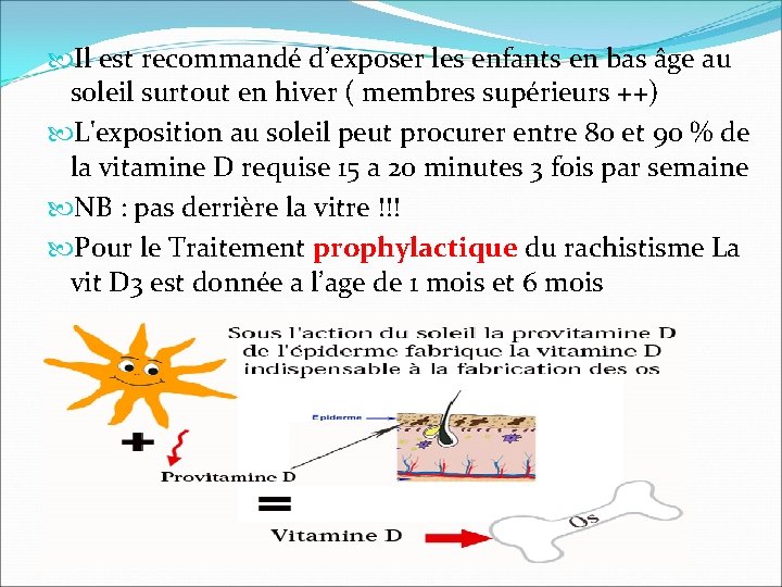  Il est recommandé d’exposer les enfants en bas âge au soleil surtout en