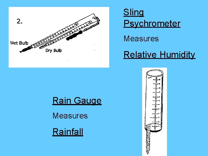 Sling Psychrometer Measures Relative Humidity Rain Gauge Measures Rainfall 