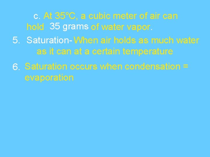 c. At 35°C, a cubic meter of air can hold 35 grams of water