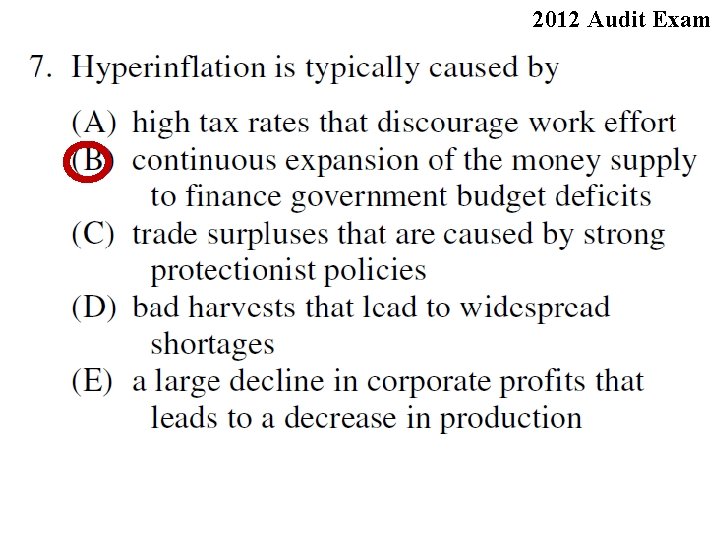 2012 Audit Exam 2012 Audit Exam