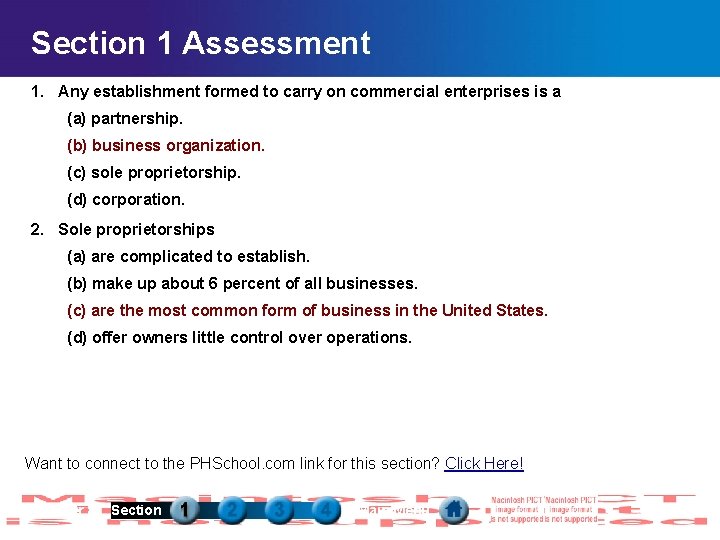 Section 1 Assessment 1. Any establishment formed to carry on commercial enterprises is a