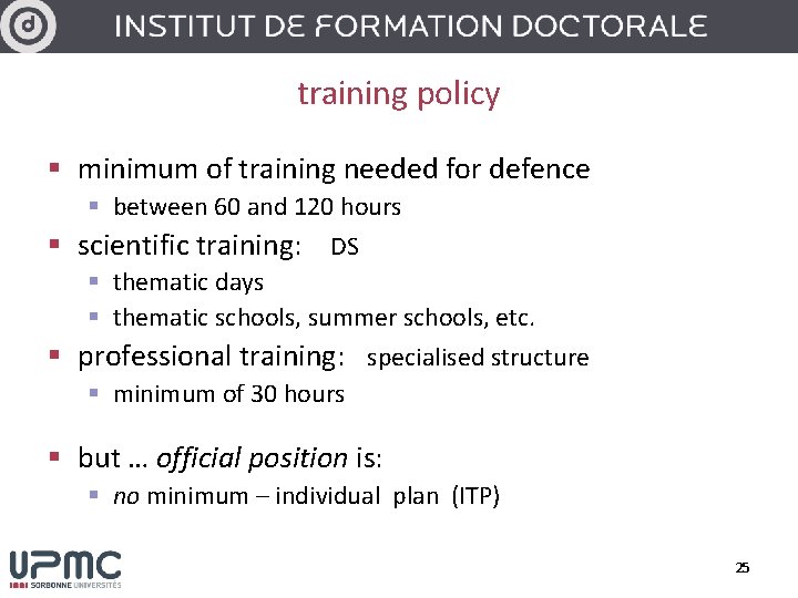 training policy § minimum of training needed for defence § between 60 and 120