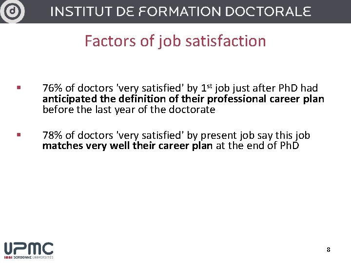 Factors of job satisfaction § 76% of doctors 'very satisfied' by 1 st job