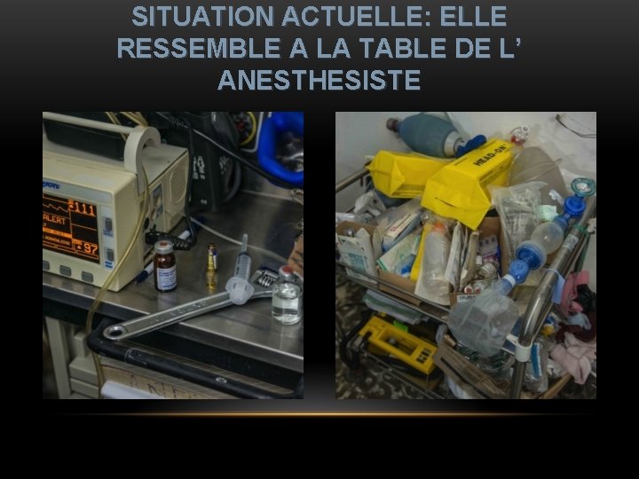 SITUATION ACTUELLE: ELLE RESSEMBLE A LA TABLE DE L’ ANESTHESISTE 