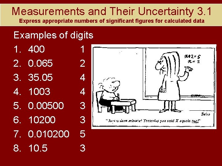 Measurements and Their Uncertainty 3. 1 Express appropriate numbers of significant figures for calculated