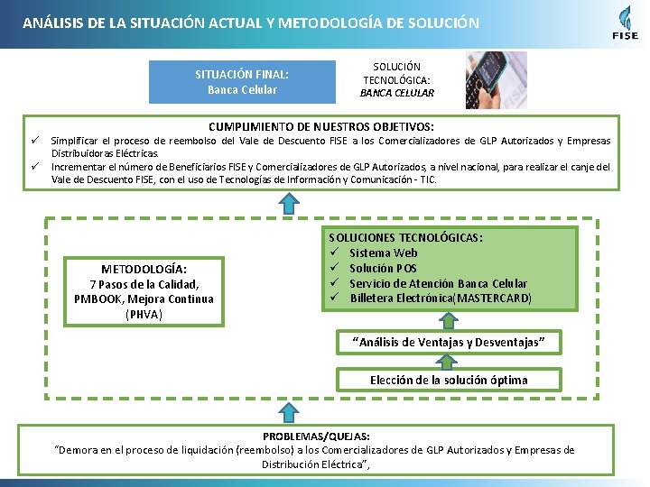 ANÁLISIS DE LA SITUACIÓN ACTUAL Y METODOLOGÍA DE SOLUCIÓN SITUACIÓN FINAL: Banca Celular ü