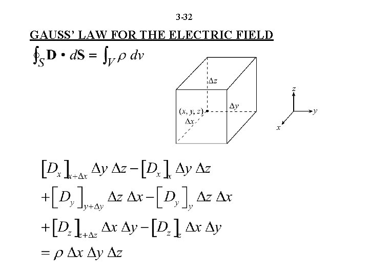 3 -32 GAUSS’ LAW FOR THE ELECTRIC FIELD 