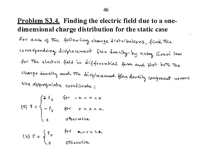 46 Problem S 3. 4. Finding the electric field due to a onedimensional charge