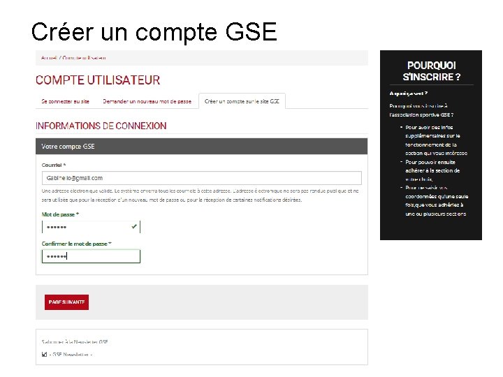 Créer un compte GSE 10 Créer un compte GSE 10