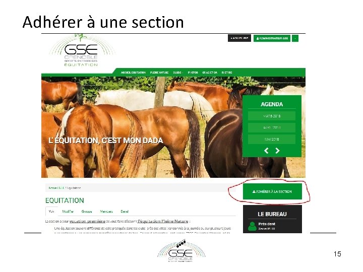 Adhérer à une section 15 Adhérer à une section 15